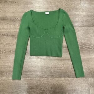Abercrombie + Fitch Womens Size XS Green Sweater Corset Style Cropped Stretch